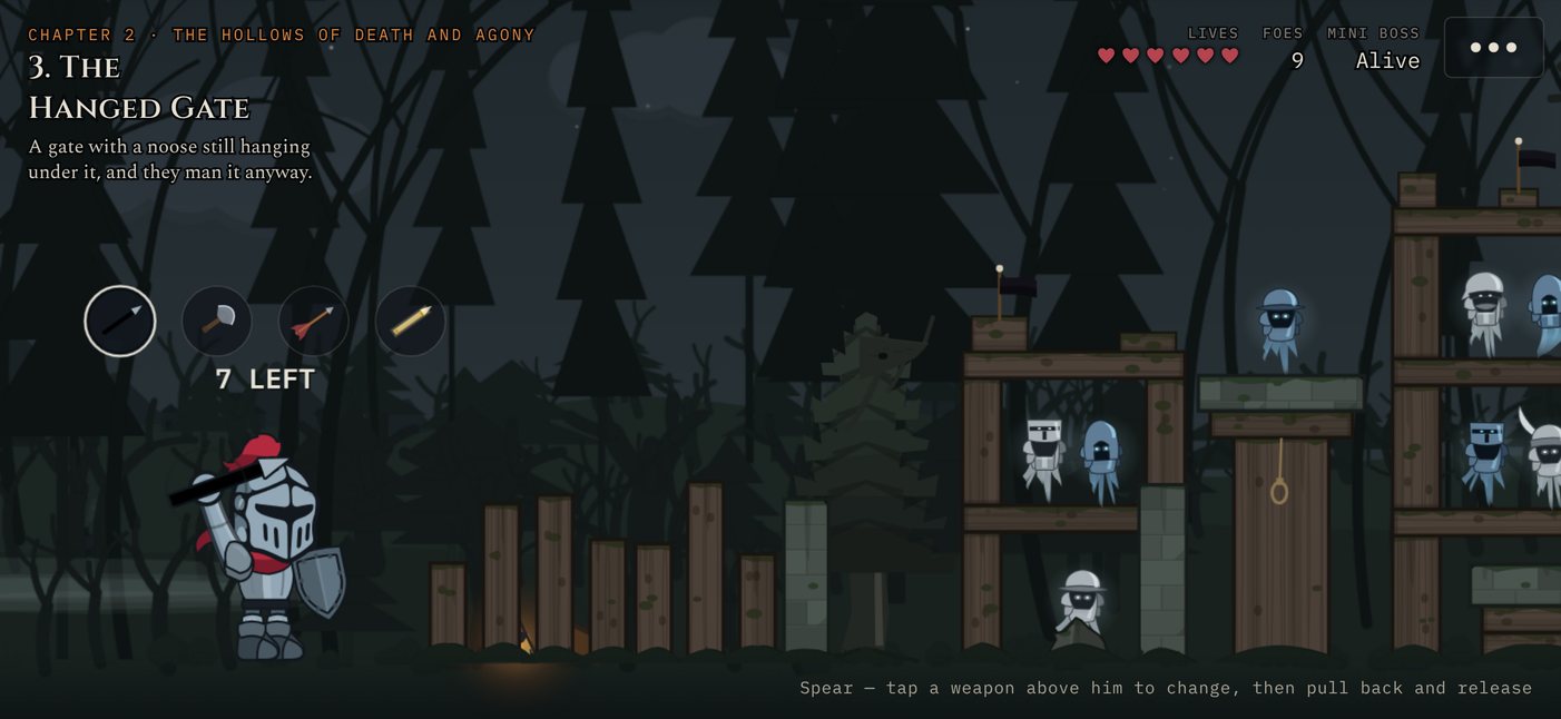 Ghostly soldiers man a gate in a dark, haunted forest